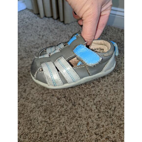 See Kai Run toddler boy sz. 3 gray and blue fisherman style sandal. Adorable - Picture 1 of 10
